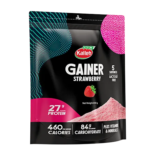 مکمل گینر توت‌ فرنگی 650 گرم